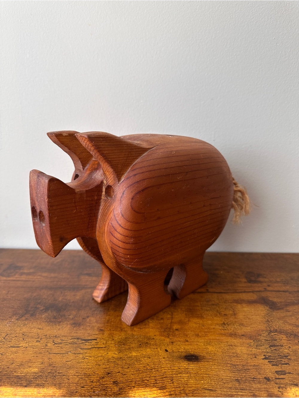 Wooden Pig Figurine - Warm Brown